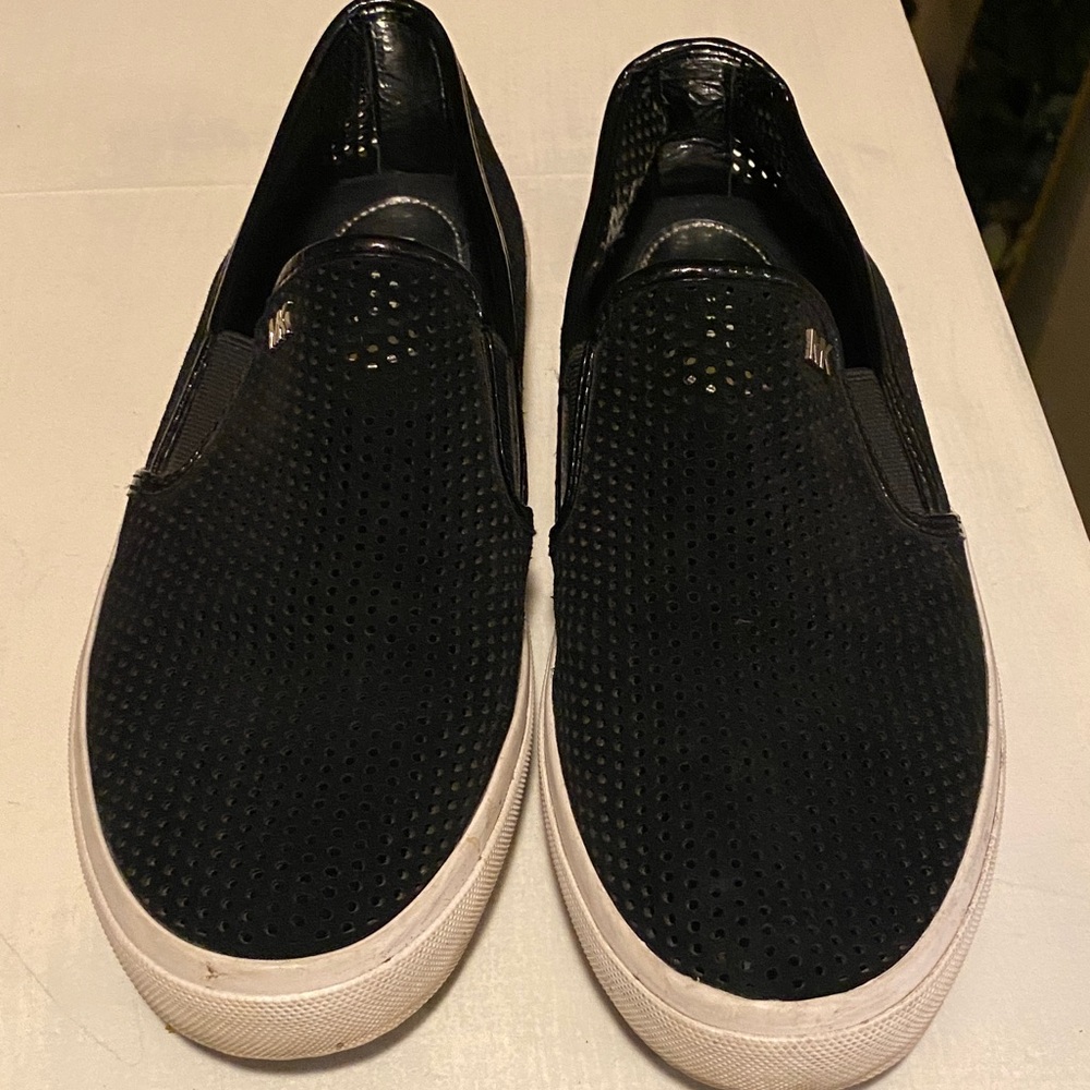 Michael Kors Black Perforated Slip-On Loafers